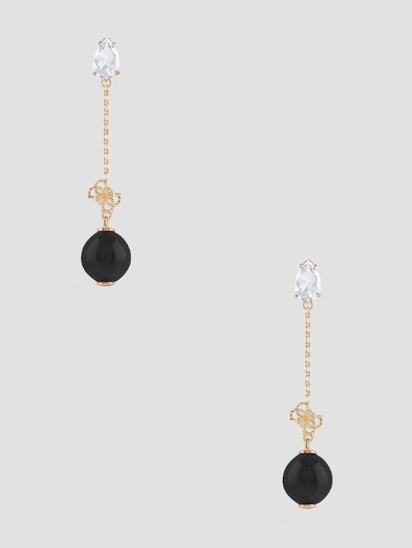 Gold Tone and Black Bubble Drop Earrings
