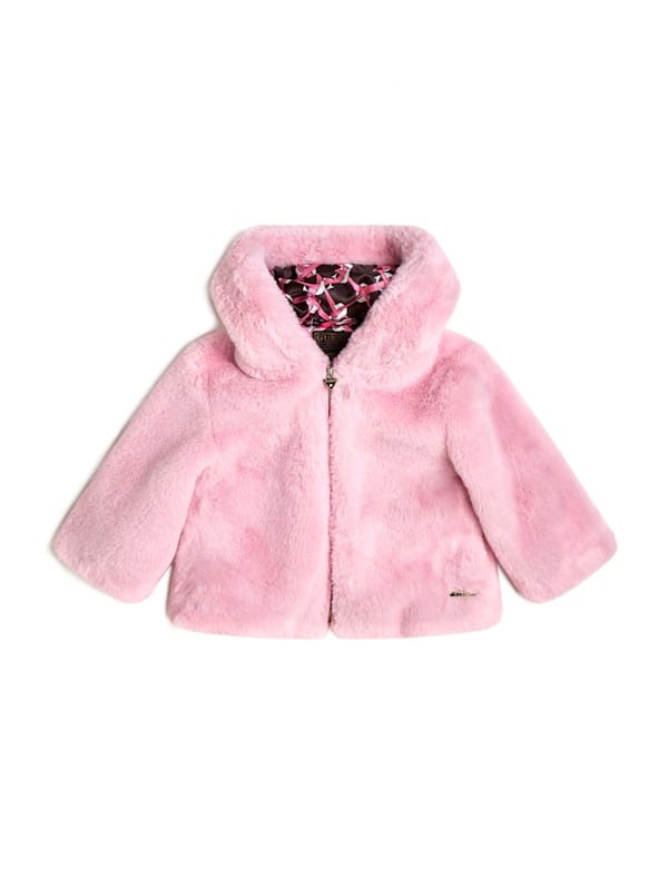 Guess pink clearance fur coat