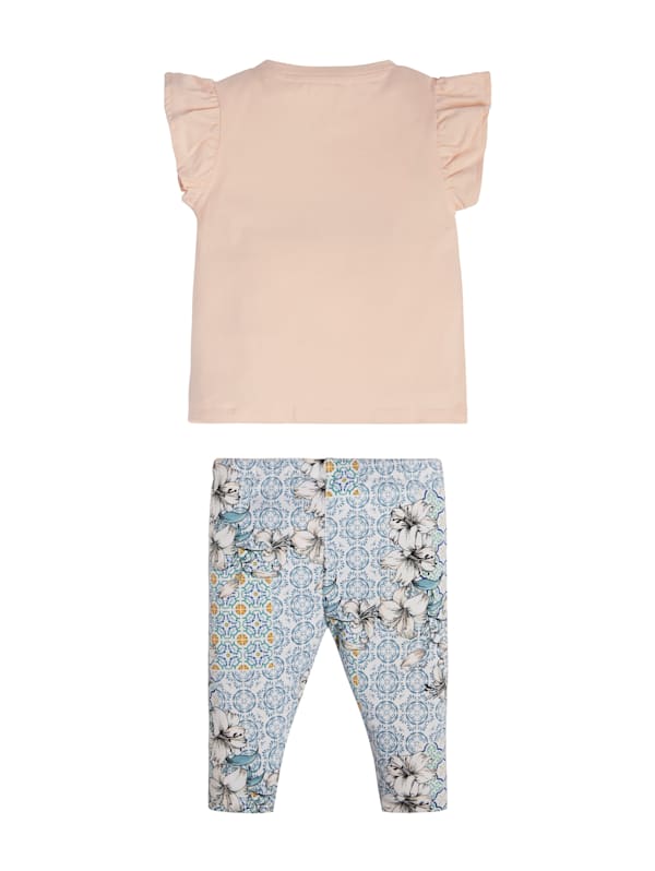 GUESS Mixed Print Heart Tee And Leggings Set 2 7 Yellow l.Blue Tiles Multi