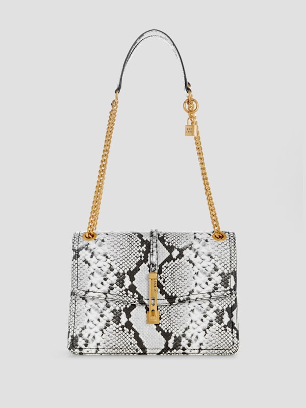 The Flap Convertible Crossbody Bag in Snake Embossed Leather