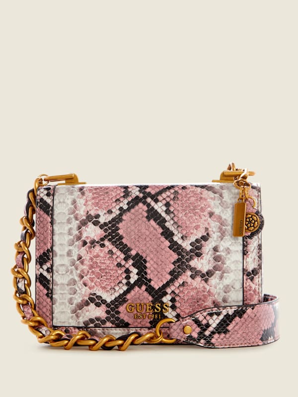 Leather Shoulder Strap / Neon Pink Python