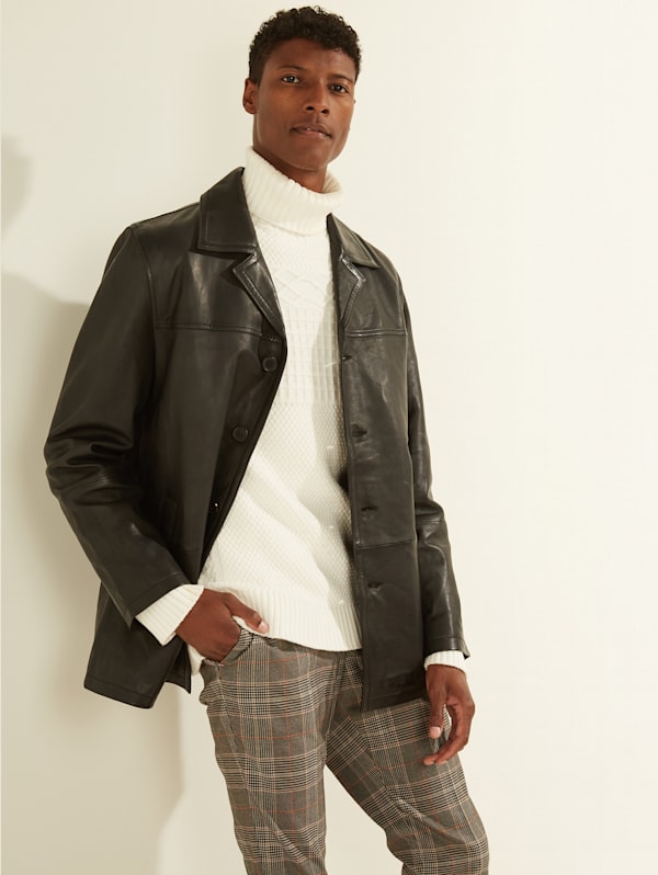 Leather car coat best sale