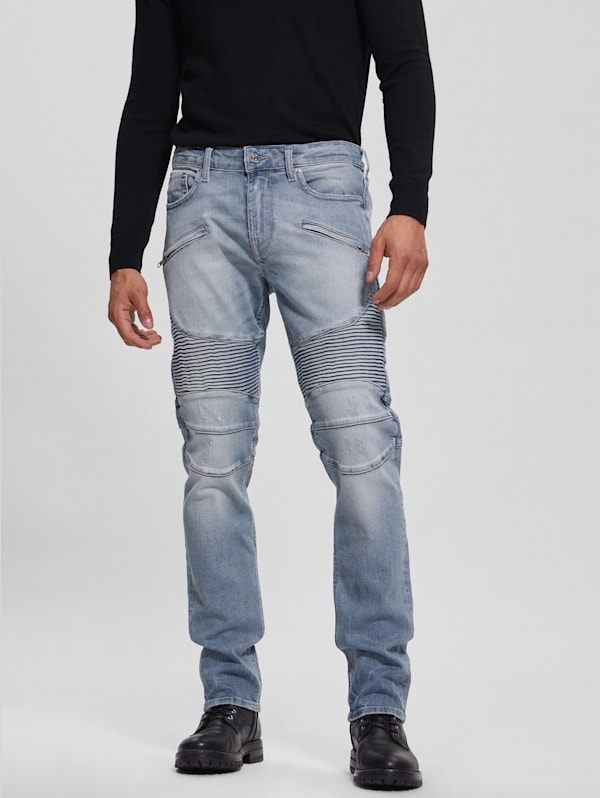 Blue Adjustable Button Waist Tapered Jeans, Slant Pockets Straight Legs  Denim Pants, Women's Denim Jeans & Clothing