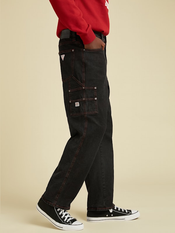 Lowrider Y2k Baggy Carpenter Pants, Brown Wide Leg