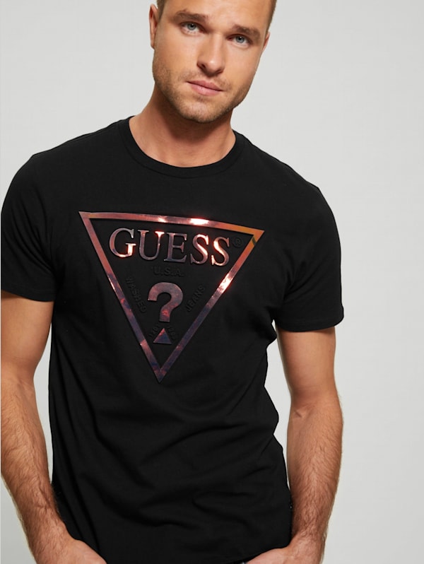 Guess triangle logo tee cheap