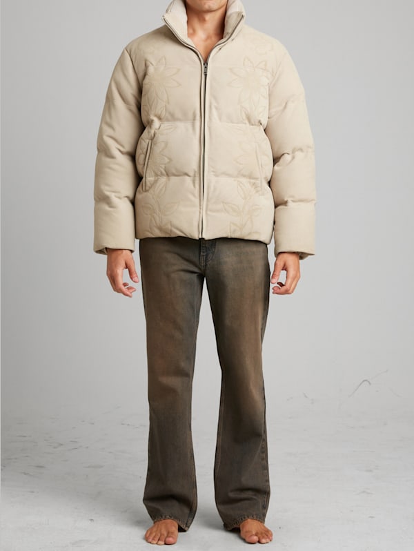 Suede puffer jacket mens sale