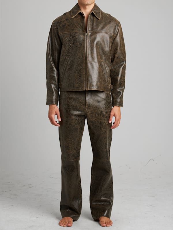 Cracked Leather Jacket | GUESS