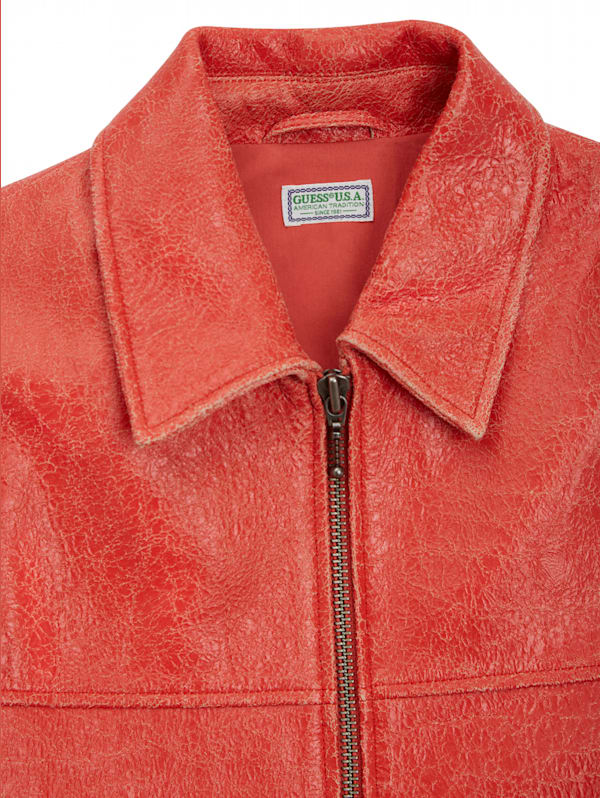 Red leather jacket guess shop
