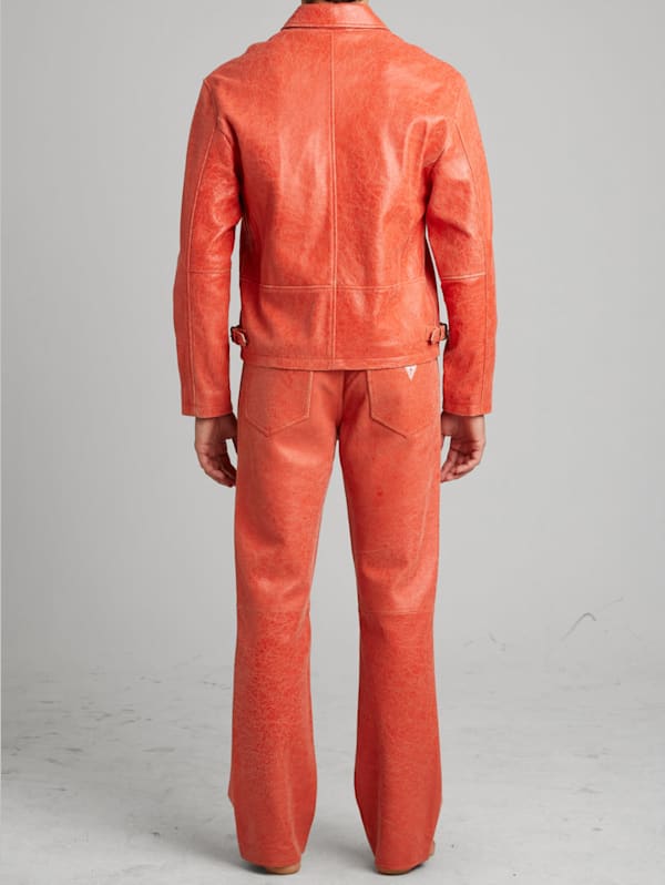 Leather jacket orange clearance