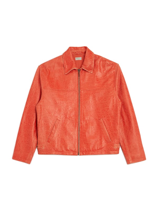 Red leather jacket guess new arrivals