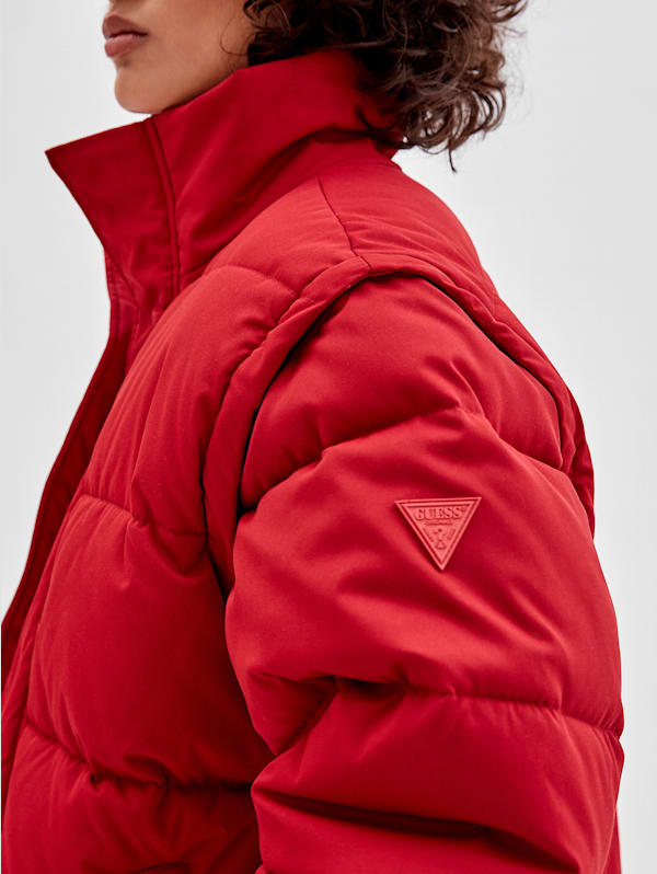 Guess puffer hot sale jacket women's red