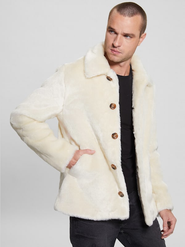 White pea coat mens cheap