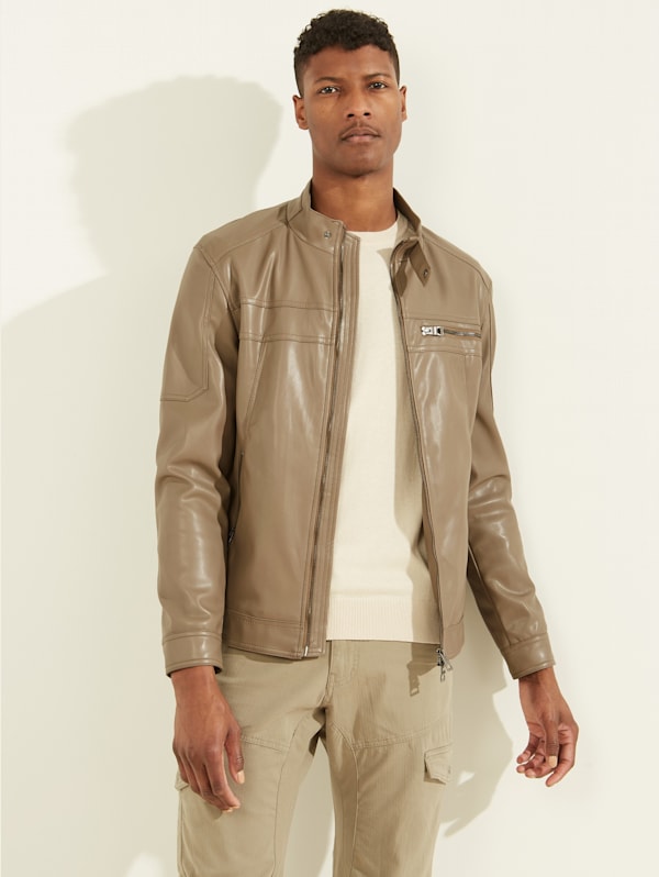 Faux Leather Biker Jacket GUESS
