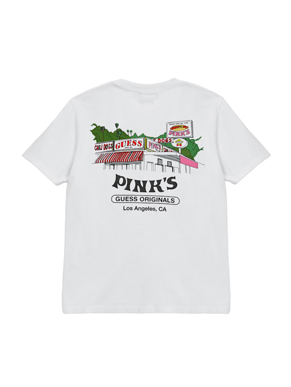 Pink and white guess hotsell shirt