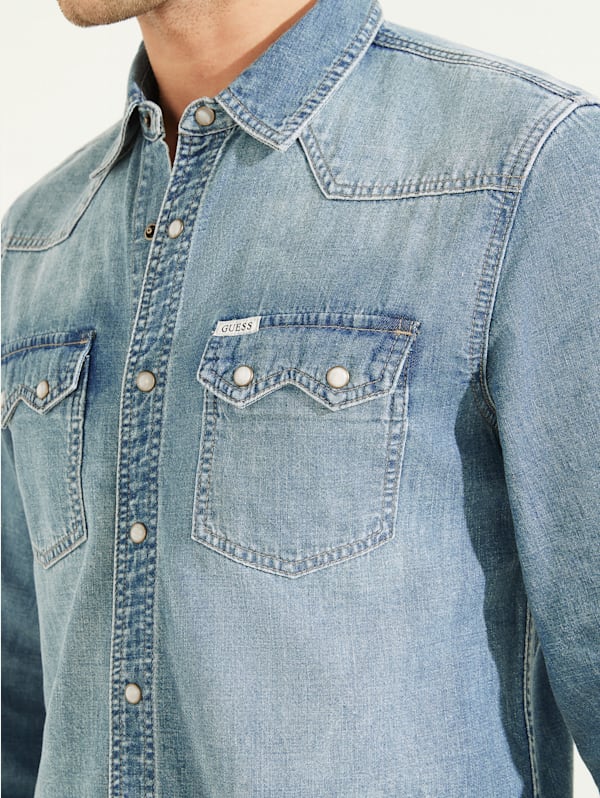 Guess discount denim shirts