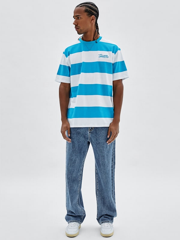 Guess blue and pink striped shirt new arrivals