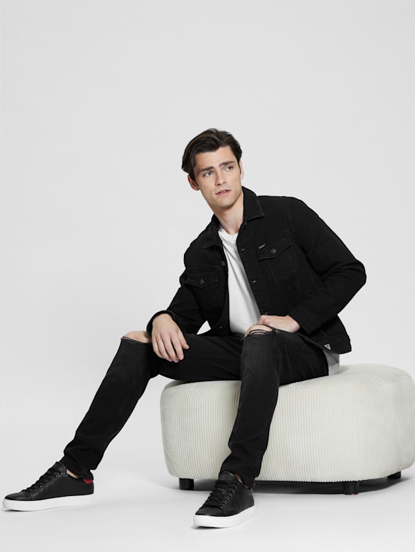 Black guess denim jacket clearance