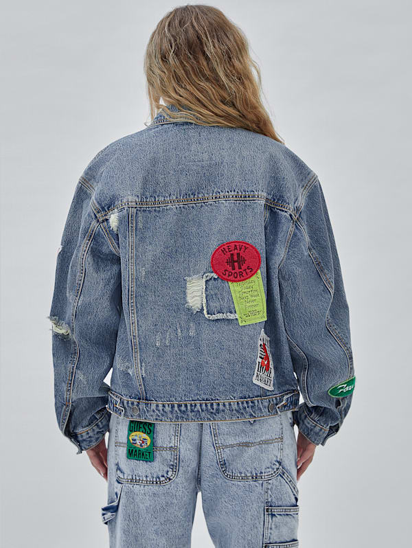 Guess x chinatown market x smiley uo exclusive denim trucker jacket store