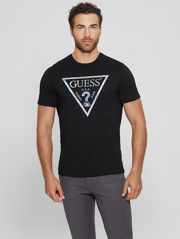 Guess Iridescent Signature Tee - Black - XL