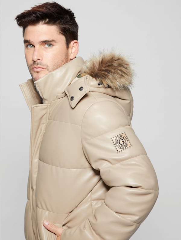 Guess men's hooded puffer clearance jacket