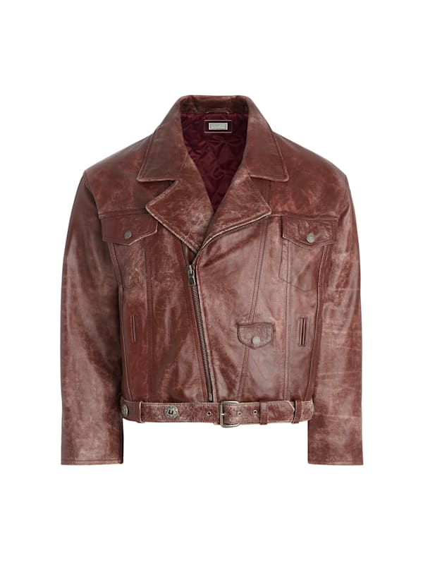 Red leather guess jacket best sale
