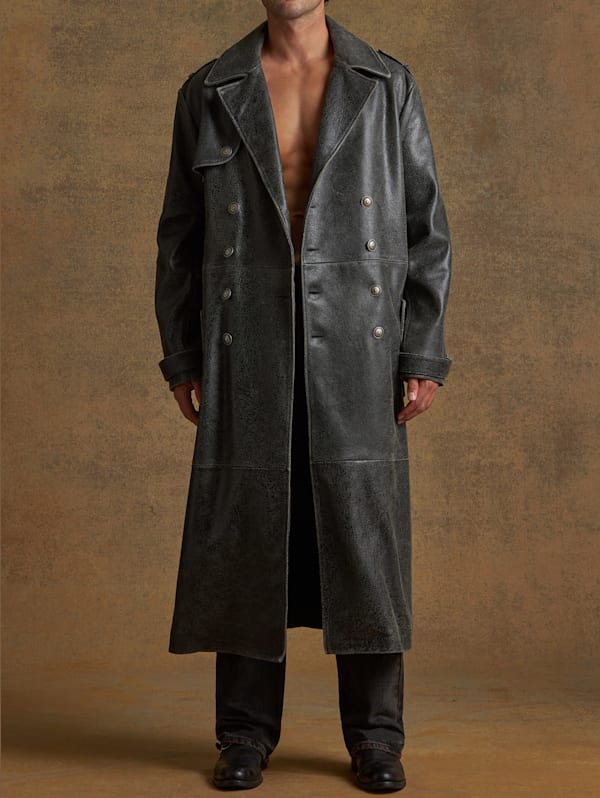 crackle leather trench GUESS