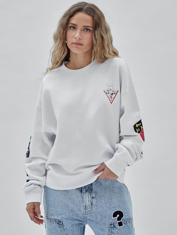 Guess white crew neck sale