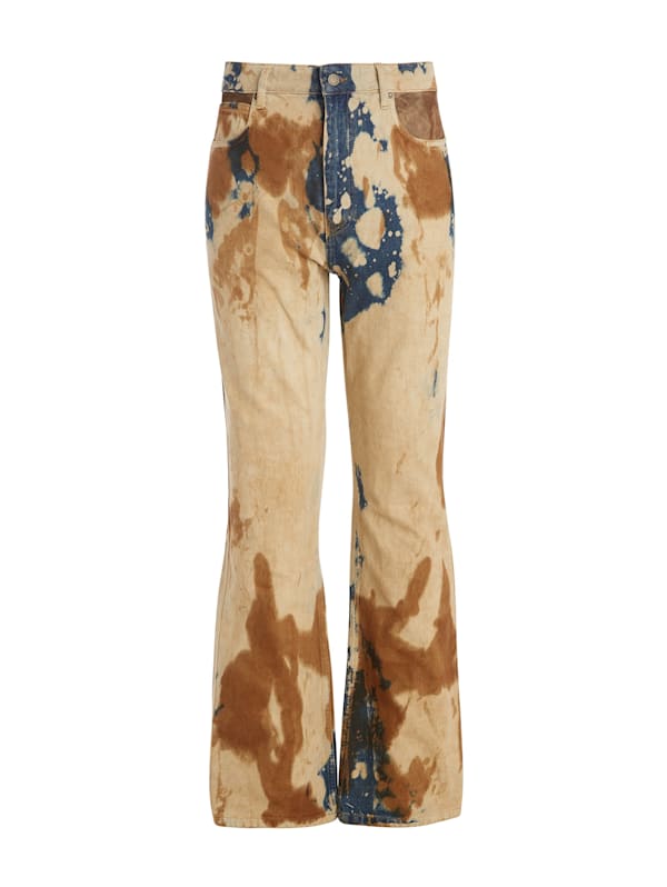 bleached denim flare pants | GUESS