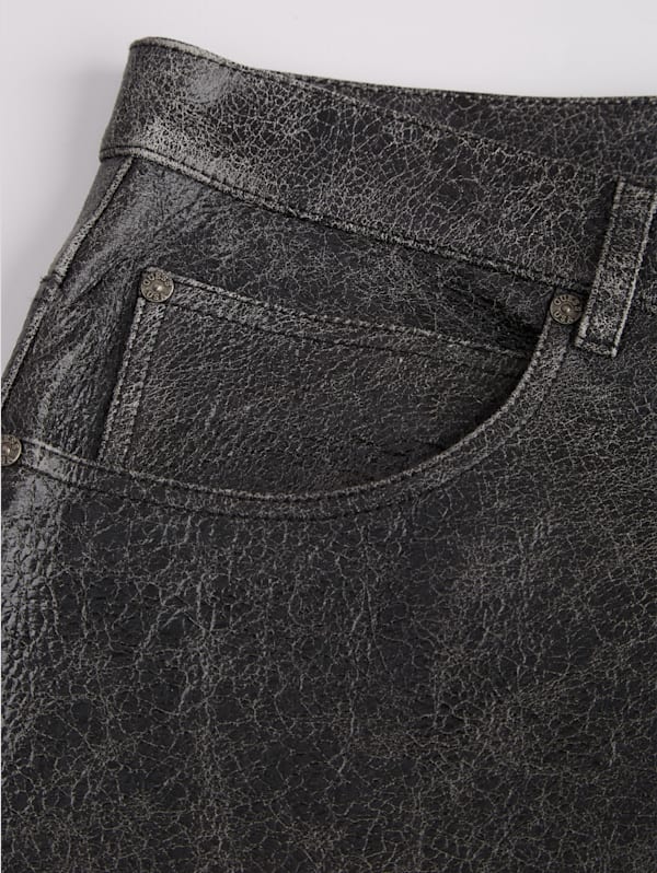 Cracked Leather Flared Pants | GUESS