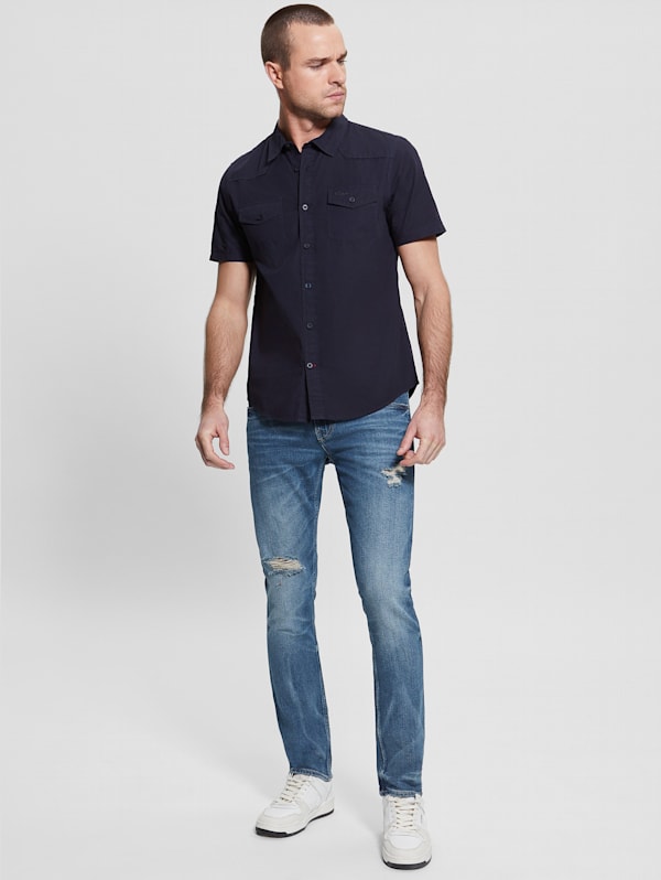 Black and blue guess shirt on sale