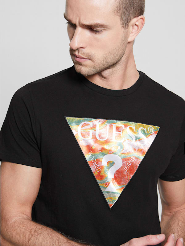 Guess mock neck logo tee online