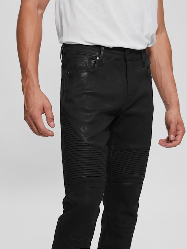Guess slim tapered moto jeans deals
