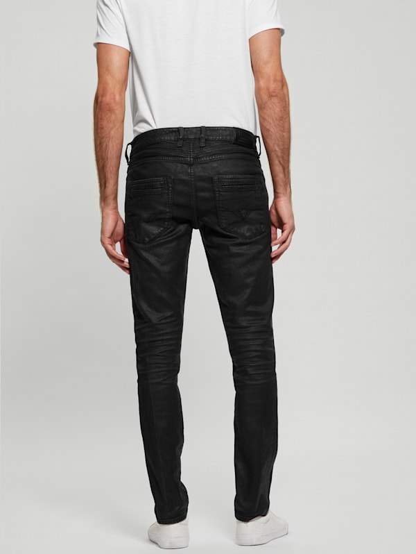 Coated Denim Slim Tapered Zip Jeans | GUESS Canada