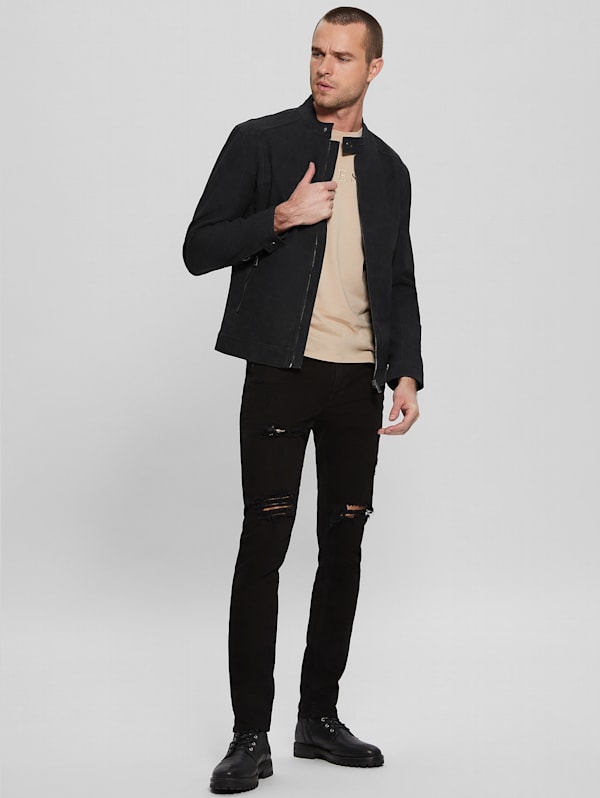 Biker jacket guess deals