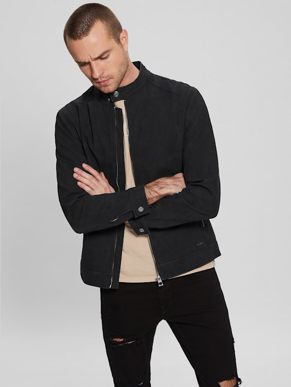 Guess men's leather coat sales