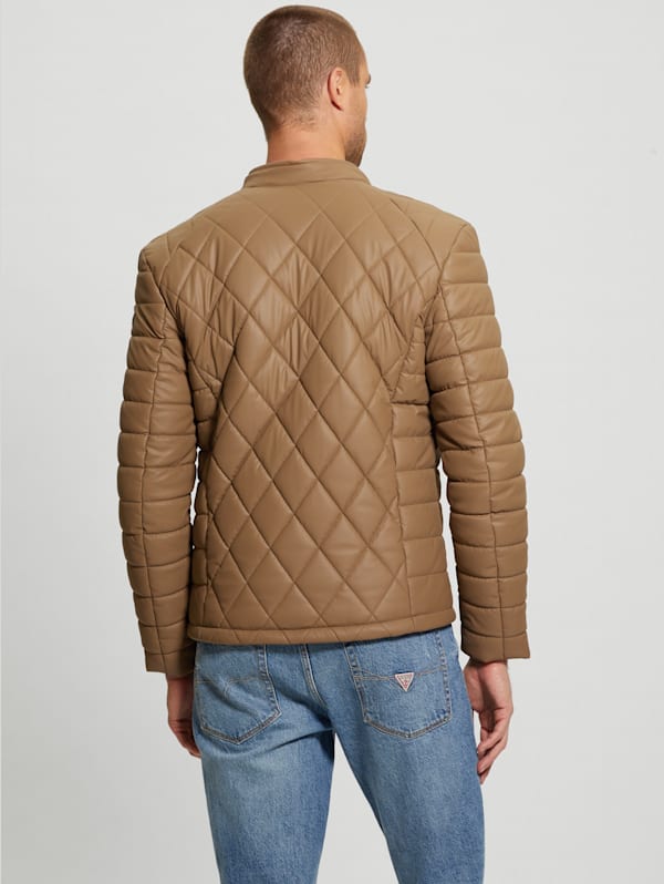 Diamond Quilted Faux Leather Jacket GUESS Canada
