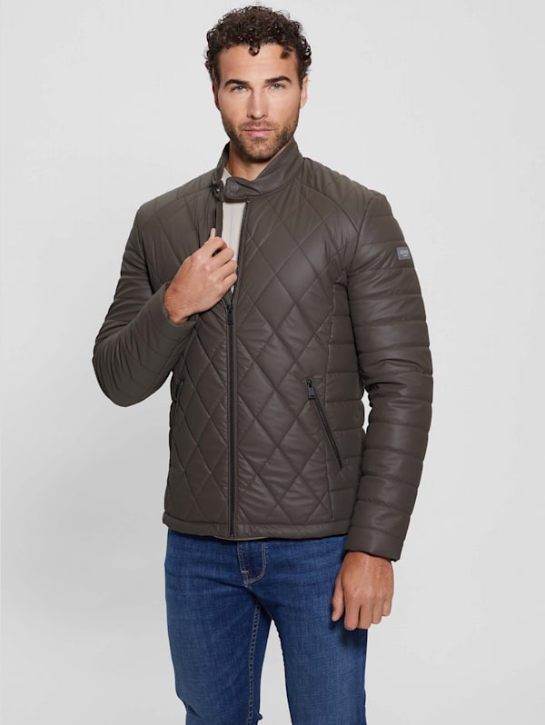 GUESS Diamond Quilted Faux leather Jacket Brown XS