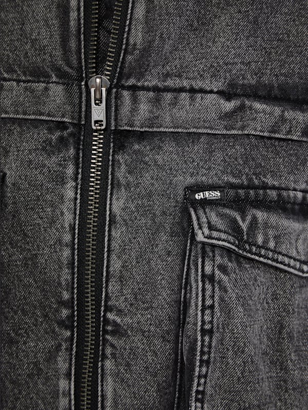 Black acid wash denim jacket mens clearance