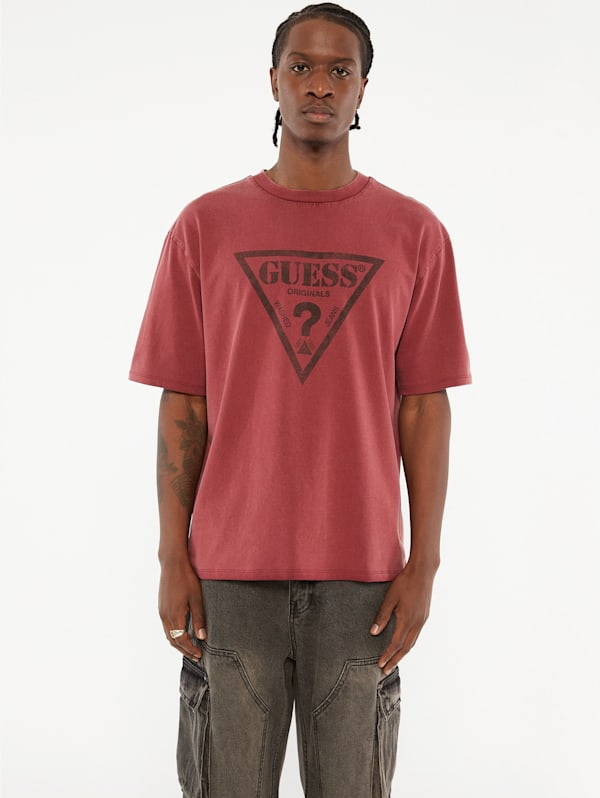 Guess red triangle t shirt discount