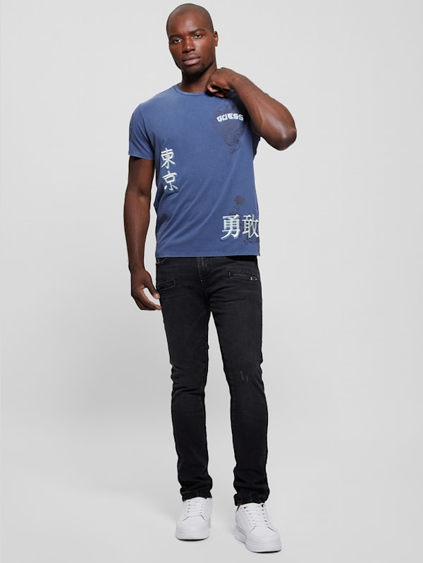 Eco Guess Tokyo Stamps Tee Blue M