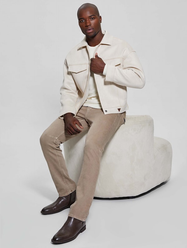 GUESS Baldwin Faux suede Trucker Jacket Beige L