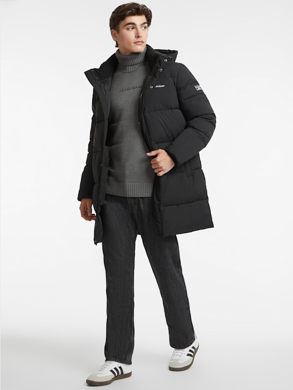 Guess twill asymmetrical fit and flare coat sale