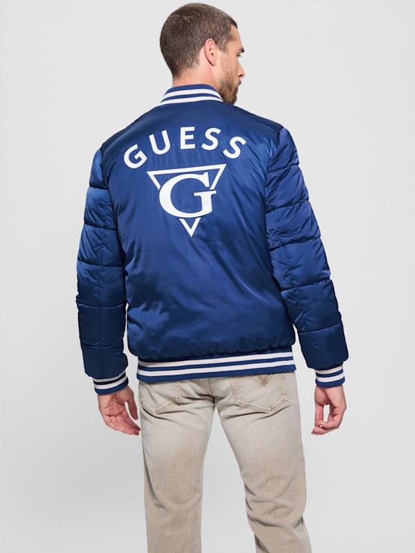Guess Between Season Jacket male blue logo print size S
