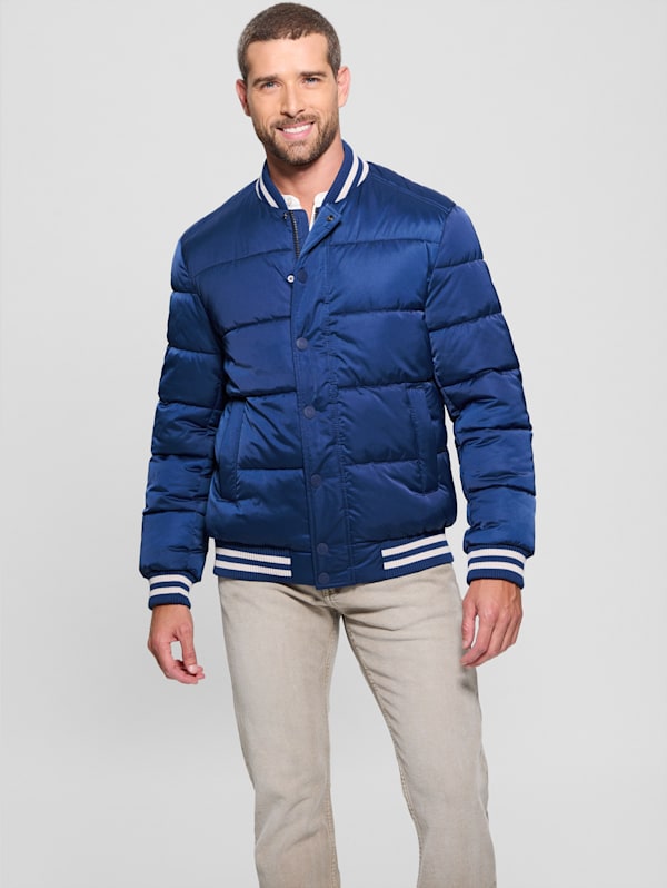 Guess Between Season Jacket male blue logo print size S