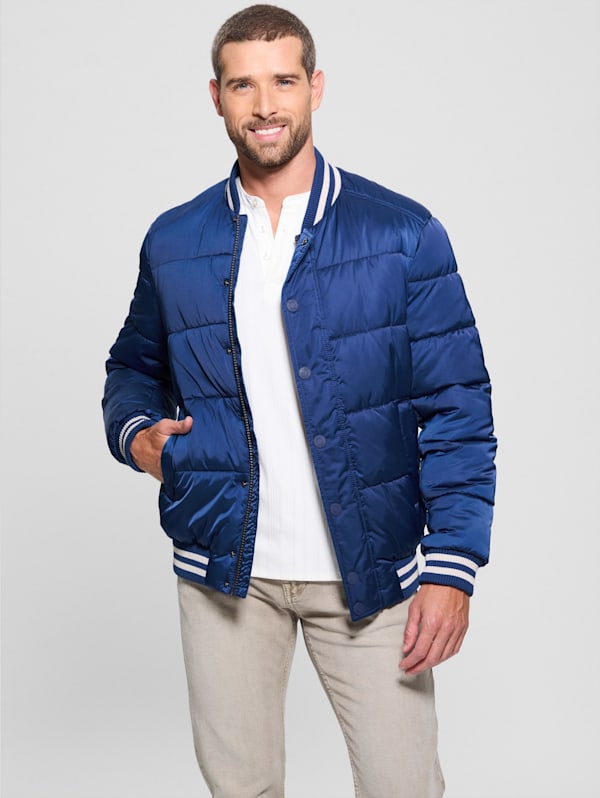 Guess Between Season Jacket male blue logo print size S