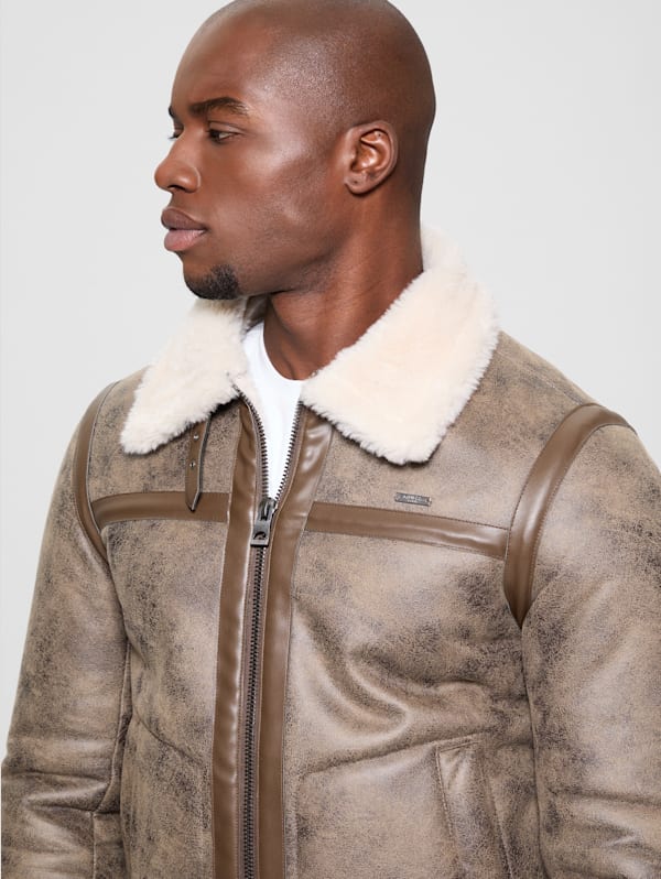 Guess shearling jacket mens clearance