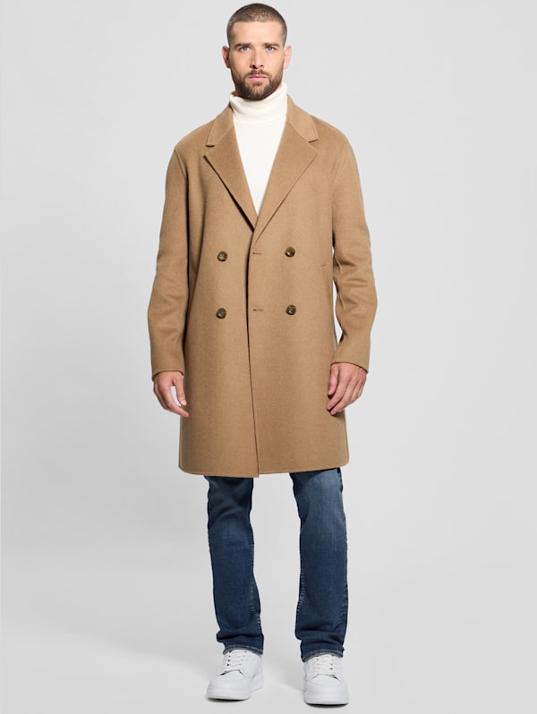 Wool Blend Double Breasted Coat GUESS