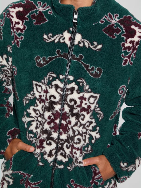 GUESS Jacquard Sherpa Jacket Green S