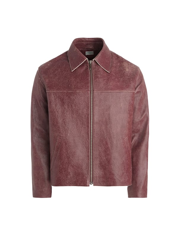 crackle leather zip jacket GUESS