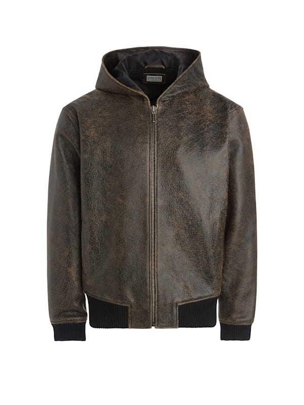 crackle leather hoodie GUESS